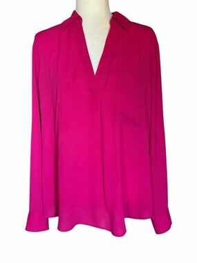 Soho V-Neck Long Sleeve Blouse - Fuchsia